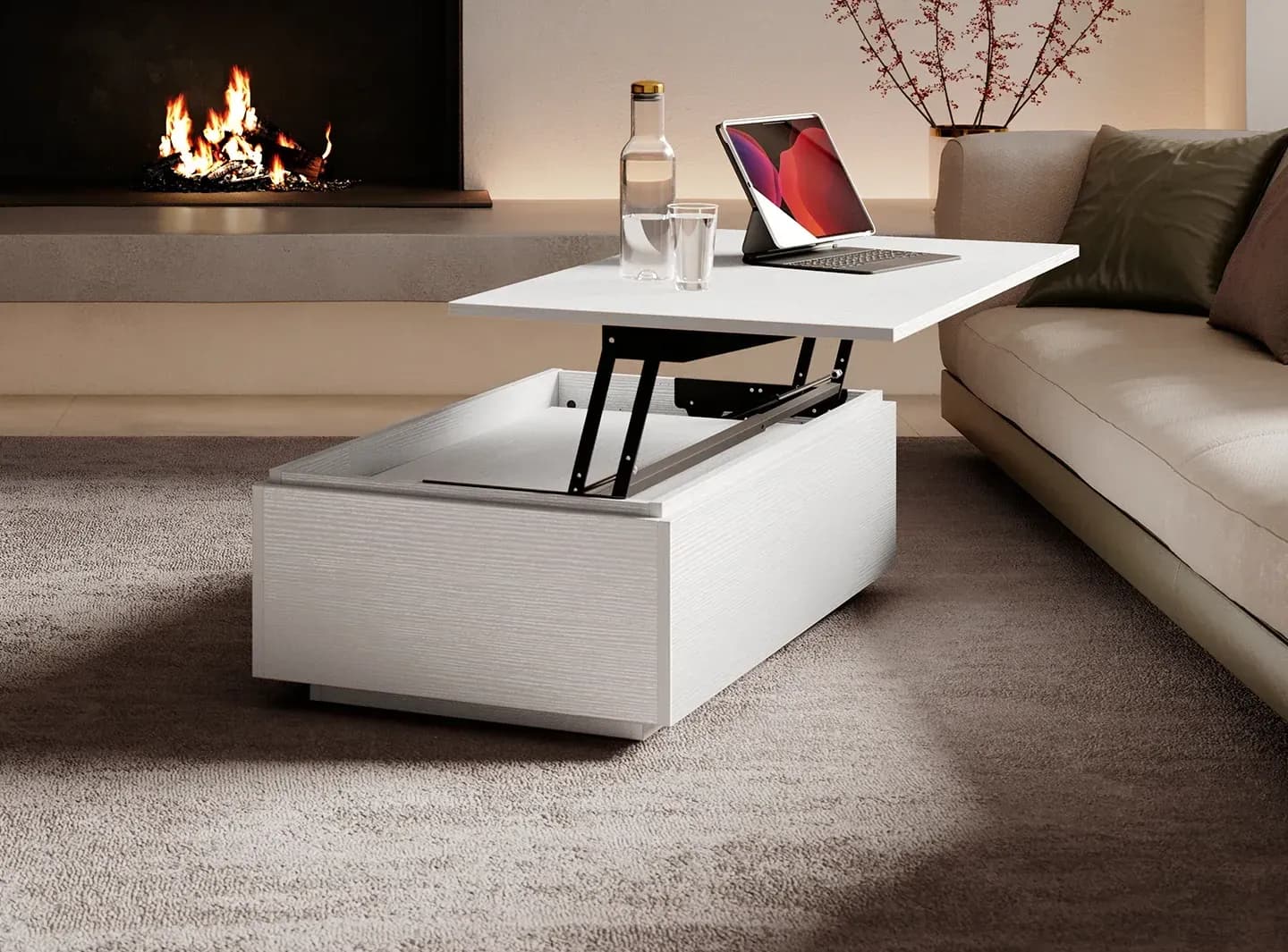 Table basse X avec coffre, frêne blanc, 206,37€